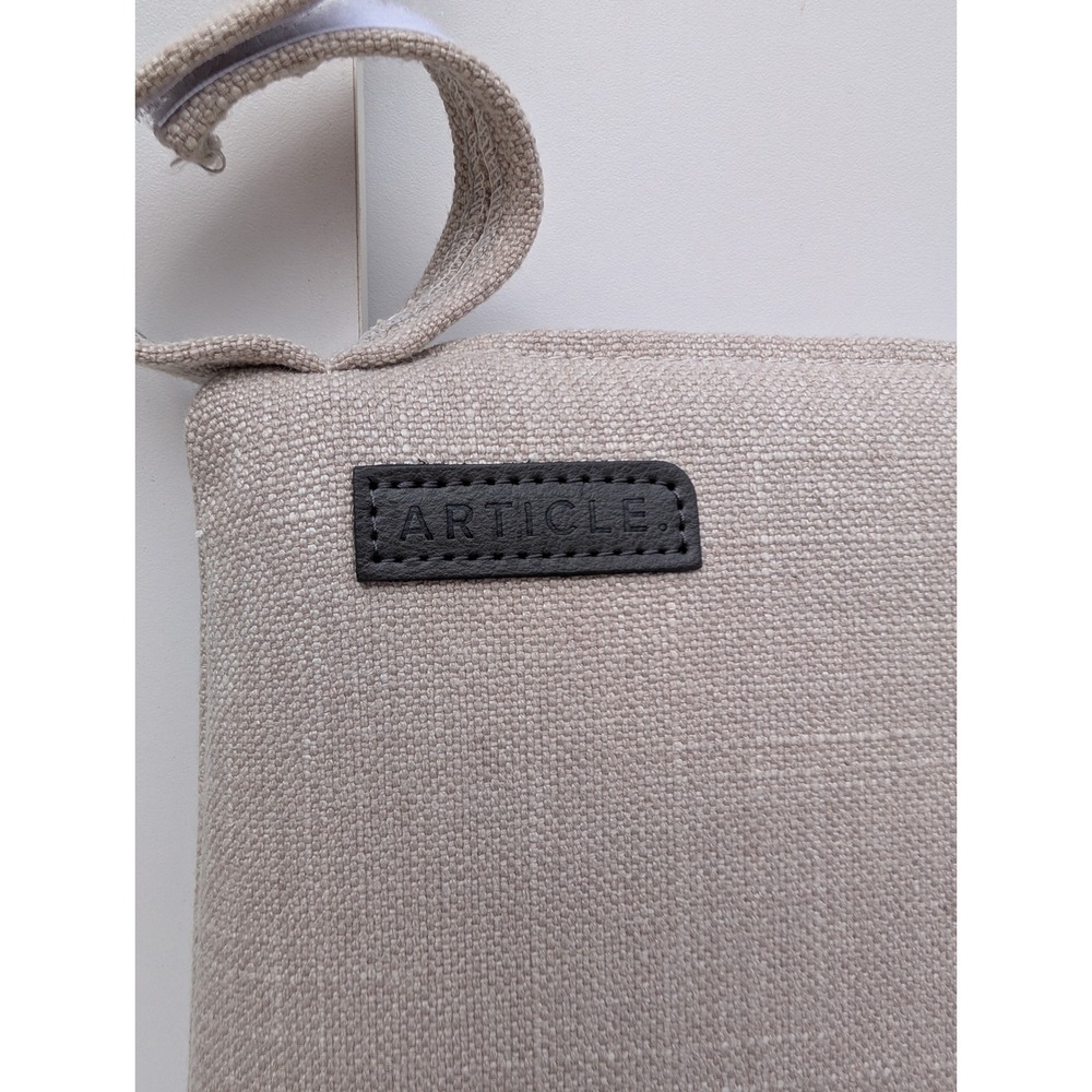Article Wanda Beige Textured Seat Cushions Set of 4 Square Chair Pads w/ Straps